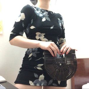 Vintage Dark Floral Mini Dress